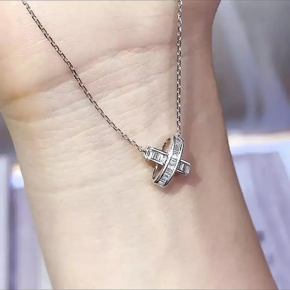 💎 X Shape Link Chain Factory Price Zircon Delicate Fashion Necklace,EVGG1098 - Picture 3 of 3